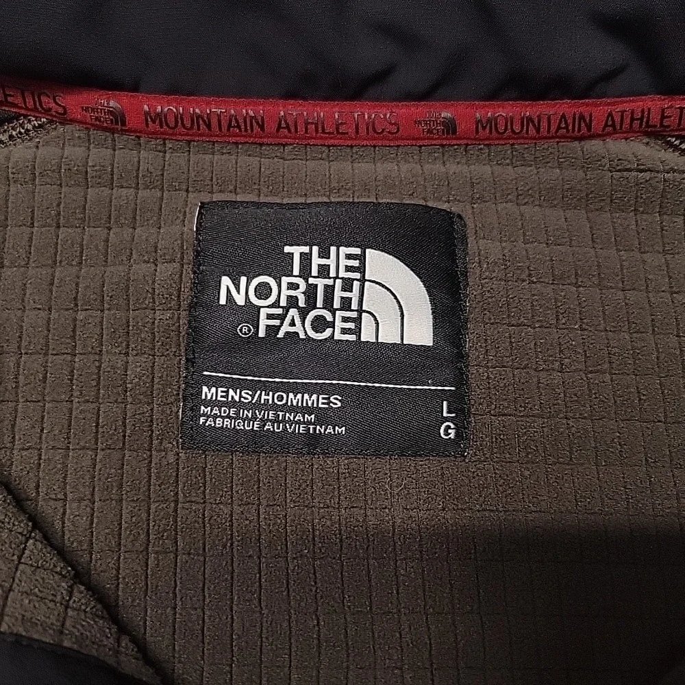 The North Face Jacket Mens Large Brown Grid Fleece Full Zip technical Hiking
